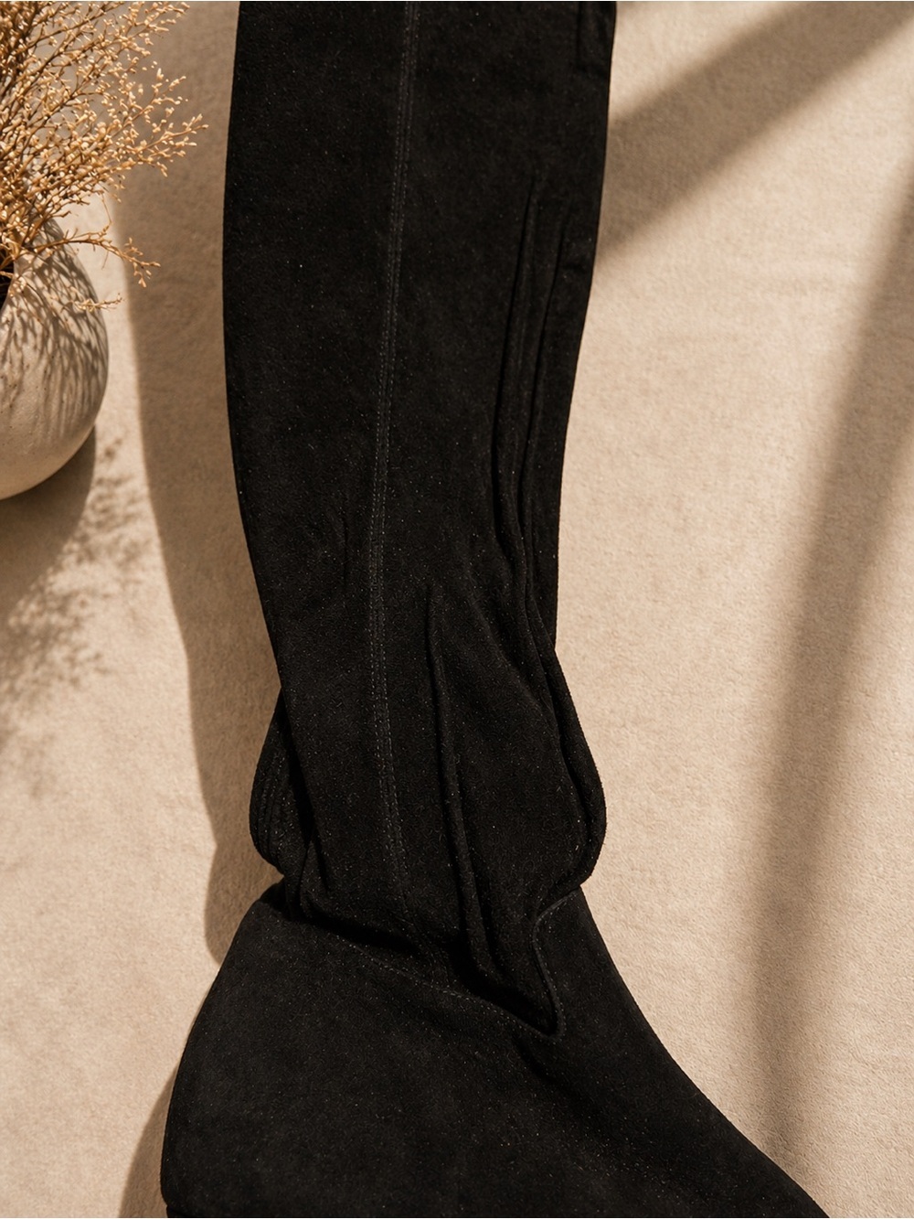Valentino Garavani OTK Boots Black Stretch Suede Gold Heel 39 / US 8–8.5 NWT - Picture 6 of 10